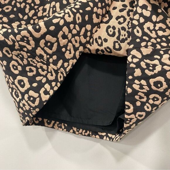 LOFT 8 Brown Animal Print Mini A-Line Skirt Pocket Y2K 90s Grunge Rockstar Retro - Picture 9 of 16